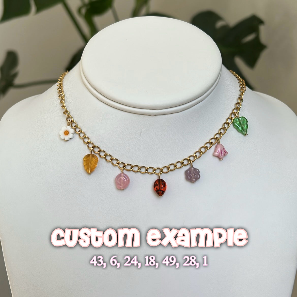 customizable beaded charm necklace