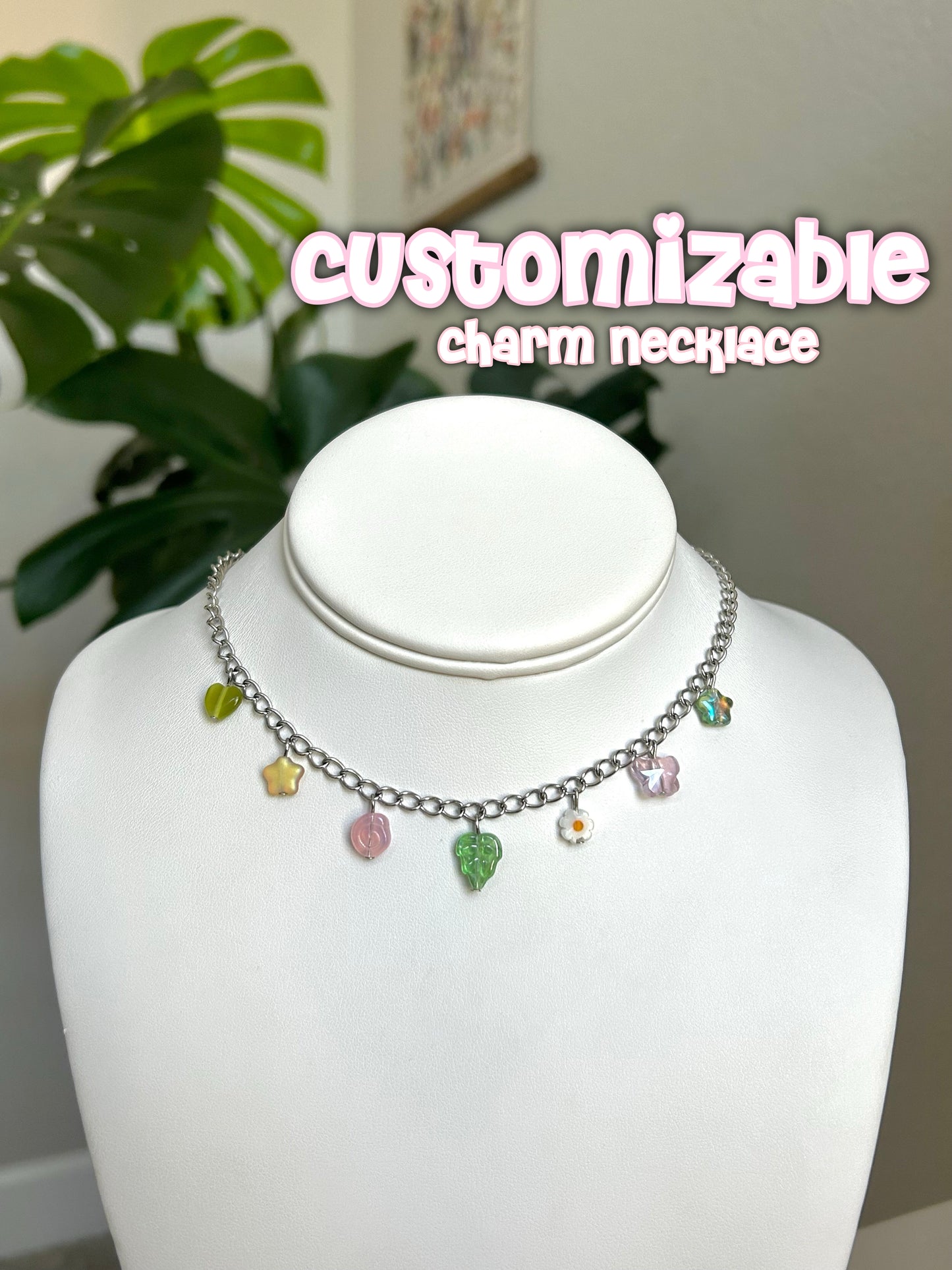 customizable beaded charm necklace
