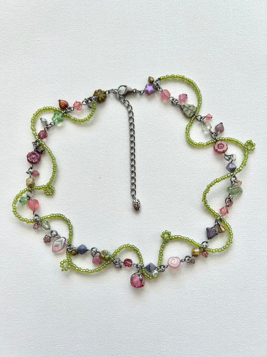 dusty rose vine necklace