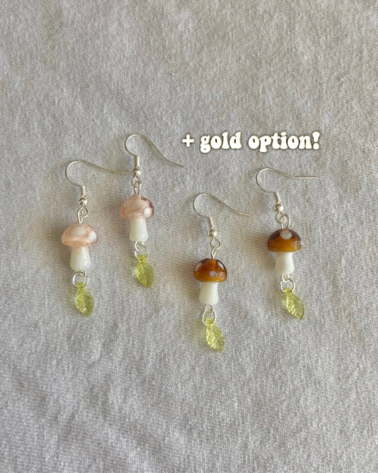 mystic mushroom earrings (gold available)