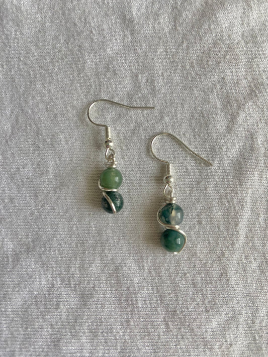 fancy jasper wrapped earrings